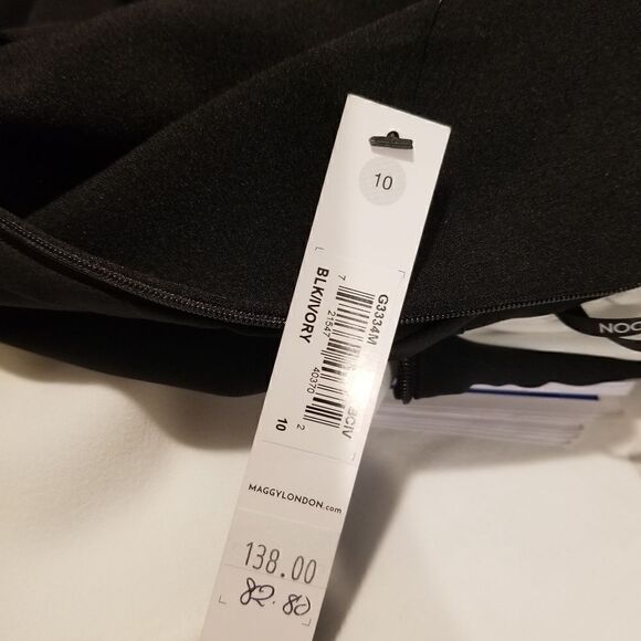 Maggy London Black a d white Midi Dress NWT size 10 - Picture 5 of 13